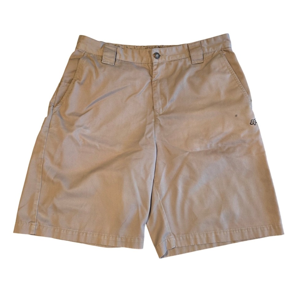 Fox Racing Mens Chino Walkshorts Khaki Tan Embroidered Logo Size 33 Motocross